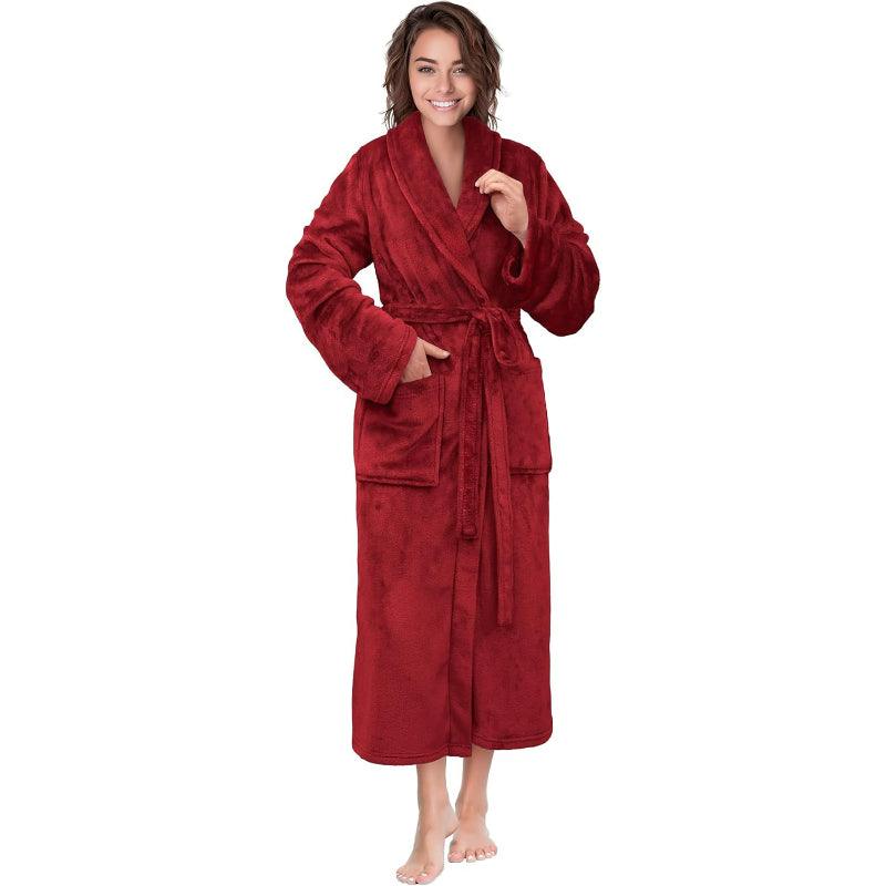 Solid Colored Plush Robe – Ultimate Comfort Bathrobe-Secret Slim Wear