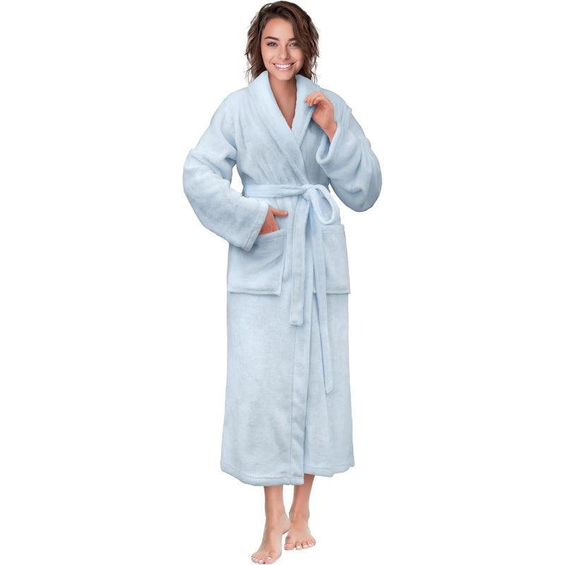 Solid Colored Plush Robe – Ultimate Comfort Bathrobe-Secret Slim Wear
