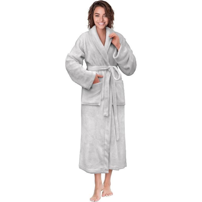 Solid Colored Plush Robe – Ultimate Comfort Bathrobe-Secret Slim Wear