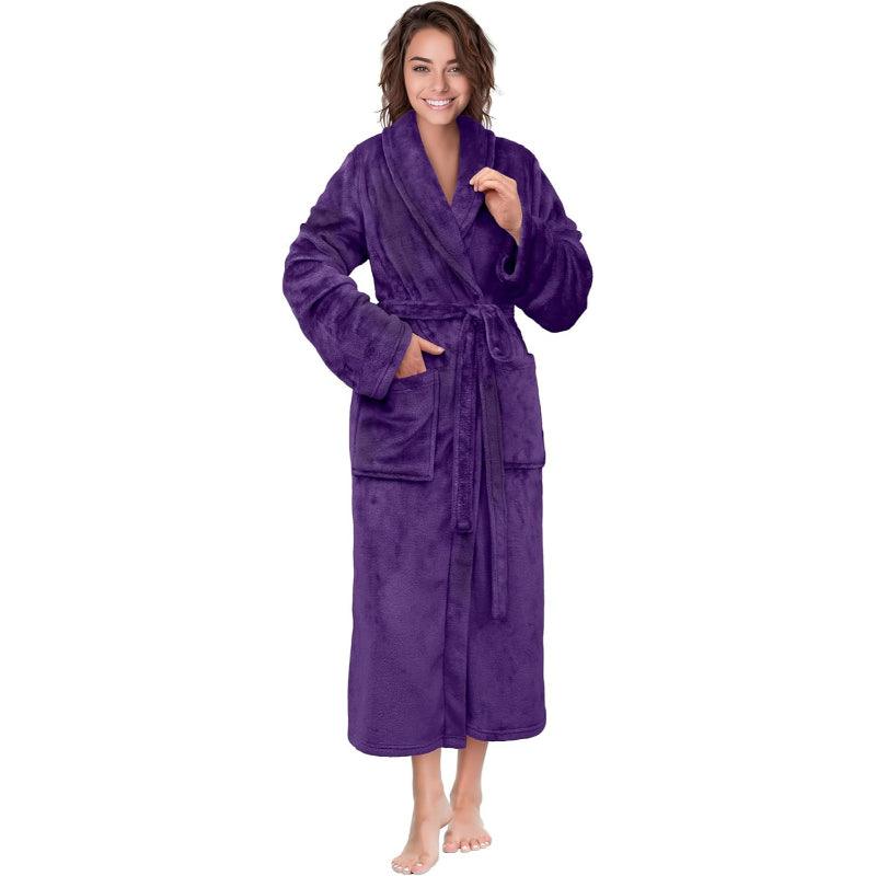 Solid Colored Plush Robe – Ultimate Comfort Bathrobe-Secret Slim Wear
