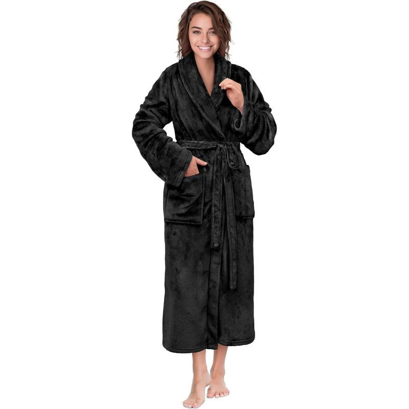 Solid Colored Plush Robe – Ultimate Comfort Bathrobe-Secret Slim Wear