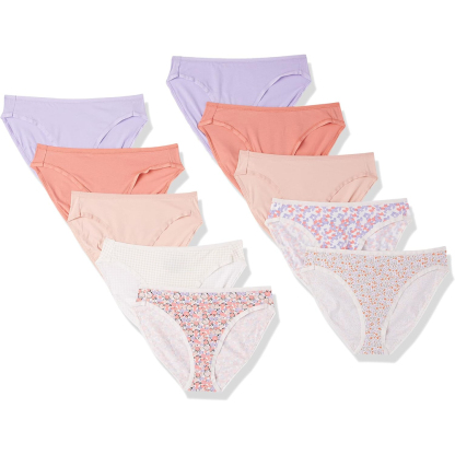 Pack Of 10 Cotton Briefs For Women With Soft Elastic And Classic Design