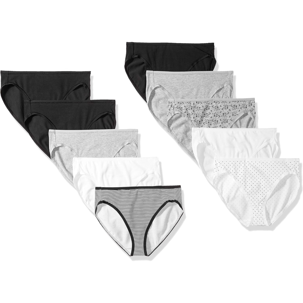 Pack Of 10 Cotton Briefs For Women With Soft Elastic And Classic Design