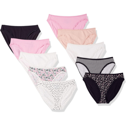 Pack Of 10 Cotton Briefs For Women With Soft Elastic And Classic Design