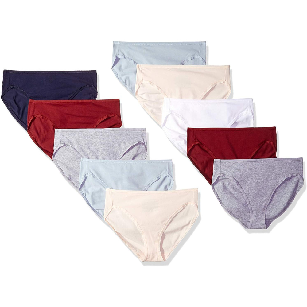 Pack Of 10 Cotton Briefs For Women With Soft Elastic And Classic Design
