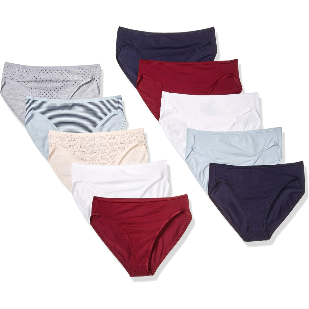 Pack Of 10 Cotton Briefs For Women With Soft Elastic And Classic Design