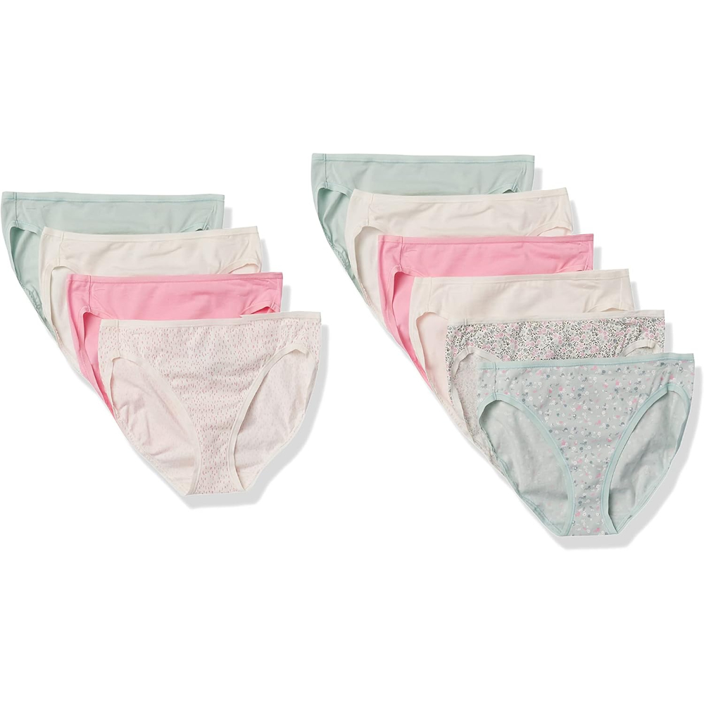 Pack Of 10 Cotton Briefs For Women With Soft Elastic And Classic Design
