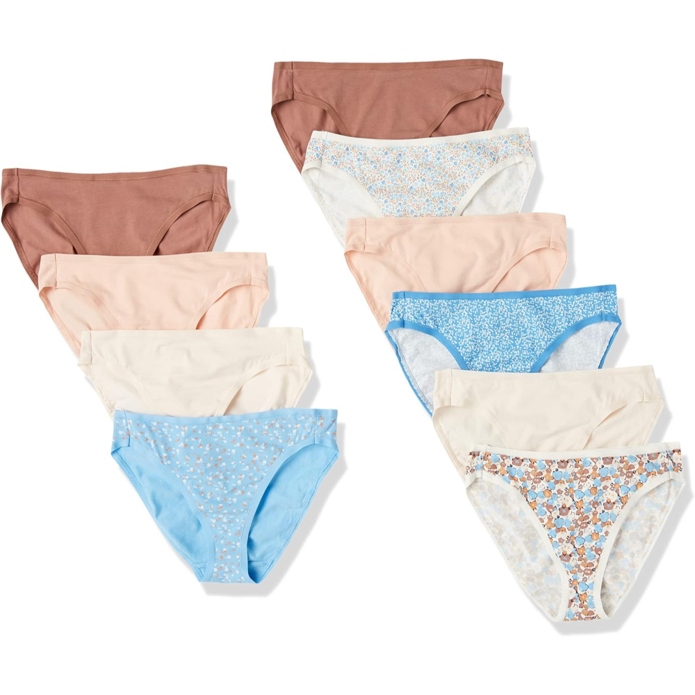 Pack Of 10 Cotton Briefs For Women With Soft Elastic And Classic Design