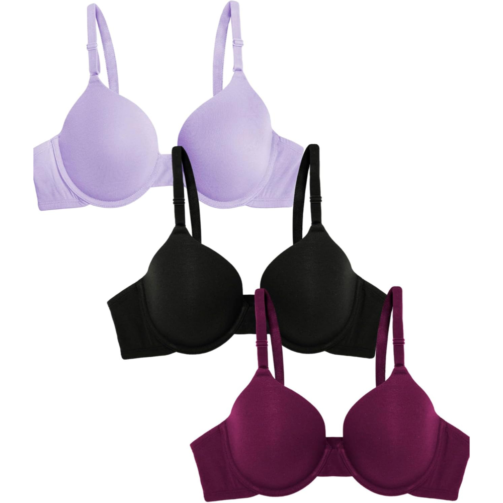 Pack Of 3 Cotton T Shirt Bra For Women With Smooth and Flexible Fit