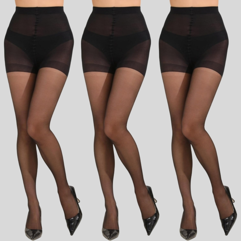 Pack Of 3 Women 20D Sheer Pantyhose With Control Top Support