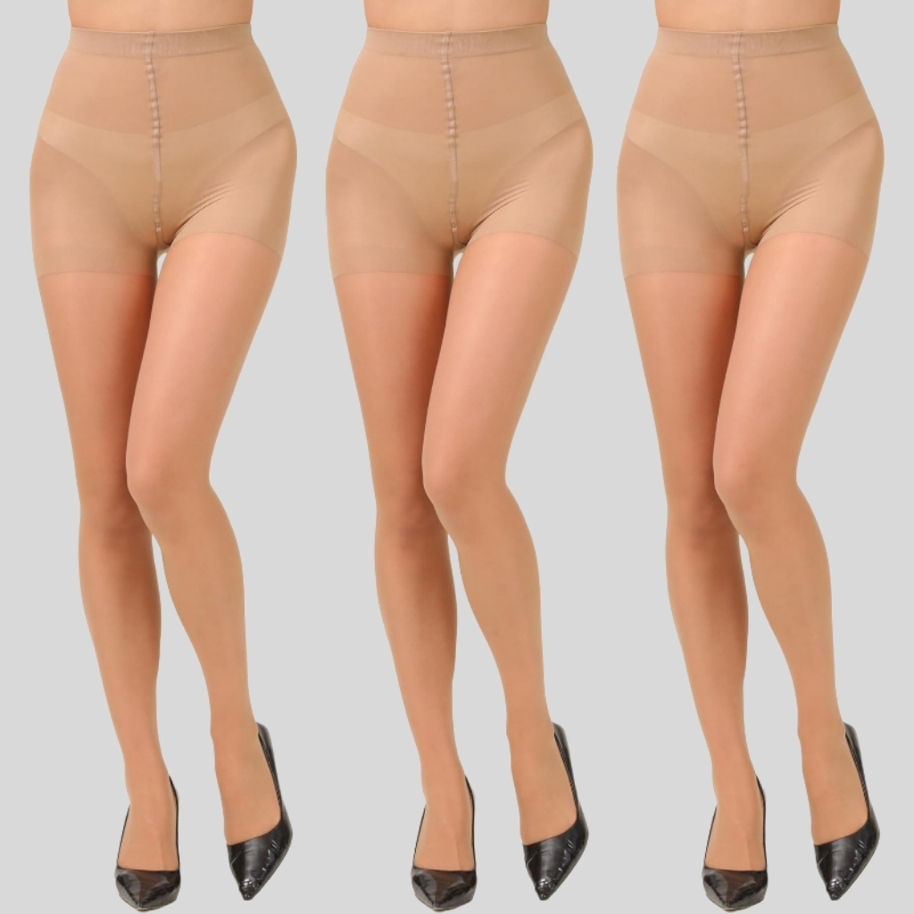Pack Of 3 Women 20D Sheer Pantyhose With Control Top Support