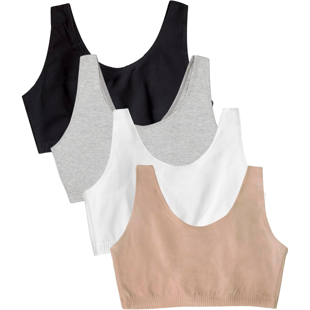 Pack Of 4 Cotton Sports Bras