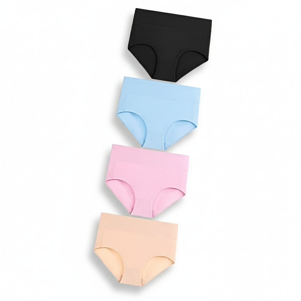 Pack Of 4 High Waisted Cotton Ladies Briefs