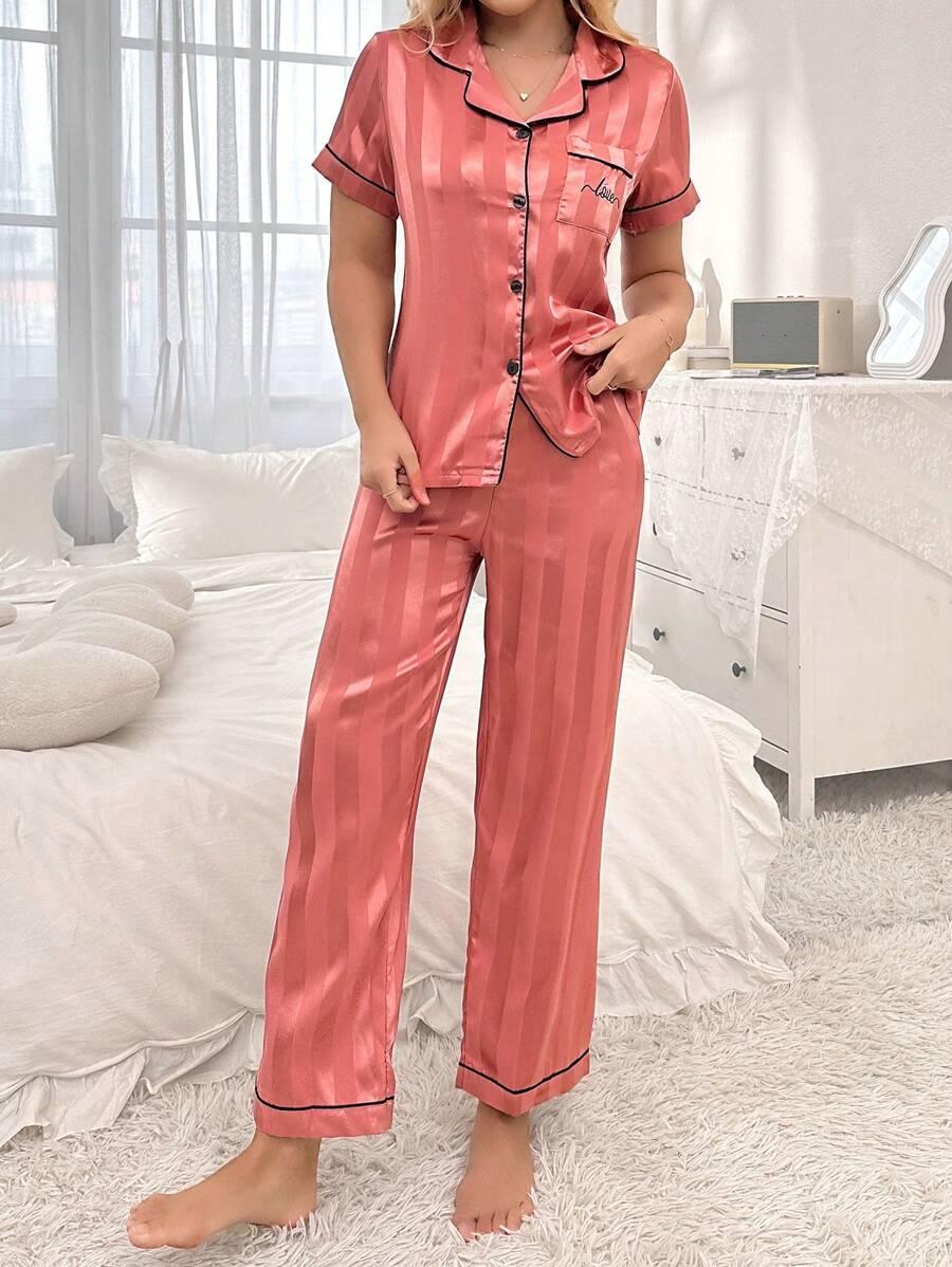 Stripe Jacquard Pajama Set – Elegant And Comfortable Loungewear-Secret Slim Wear