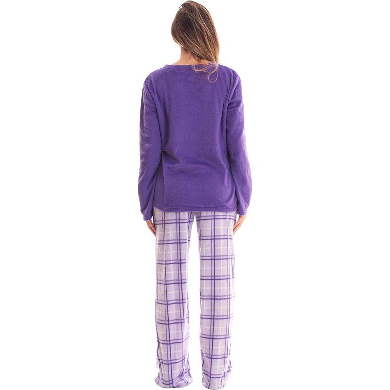 Plaid Pattern Pajama Set – Cozy Cotton Lounge Set with Matching Socks-Secret Slim Wear