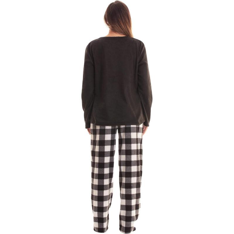 Plaid Pattern Pajama Set – Cozy Cotton Lounge Set with Matching Socks-Secret Slim Wear
