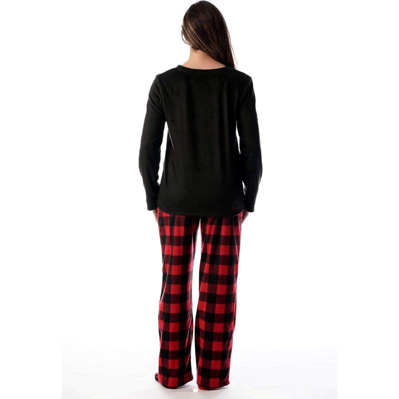 Plaid Pattern Pajama Set – Cozy Cotton Lounge Set with Matching Socks-Secret Slim Wear