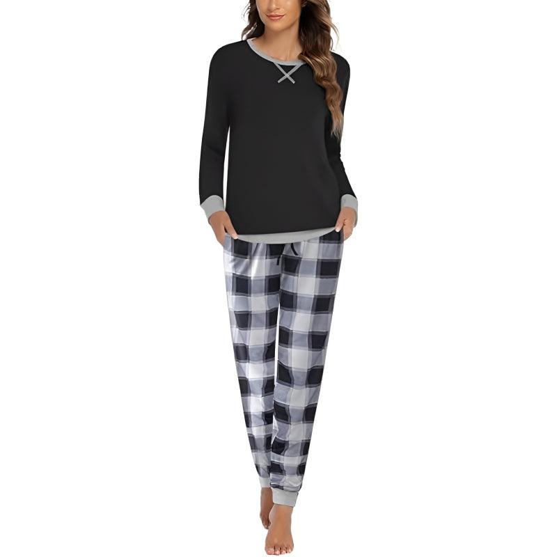 Plaid Print Pajama Set – Comfortable and Cozy Lounge Wear-Secret Slim Wear