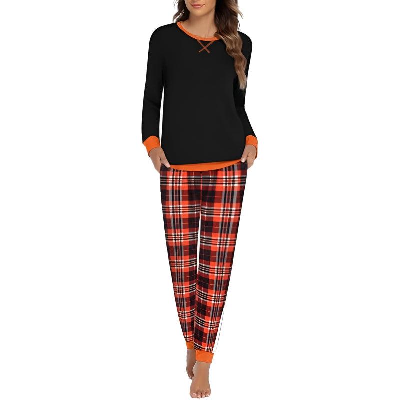 Plaid Print Pajama Set – Comfortable and Cozy Lounge Wear-Secret Slim Wear