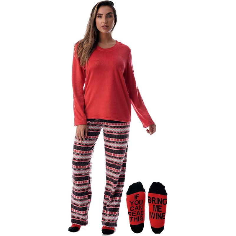 Printed Pajama Set Socks – Soft Fleece Pajama Set for Comfort-Secret Slim Wear