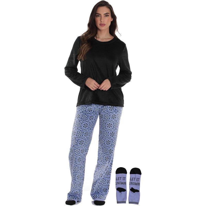 Printed Pajama Set Socks – Soft Fleece Pajama Set for Comfort-Secret Slim Wear