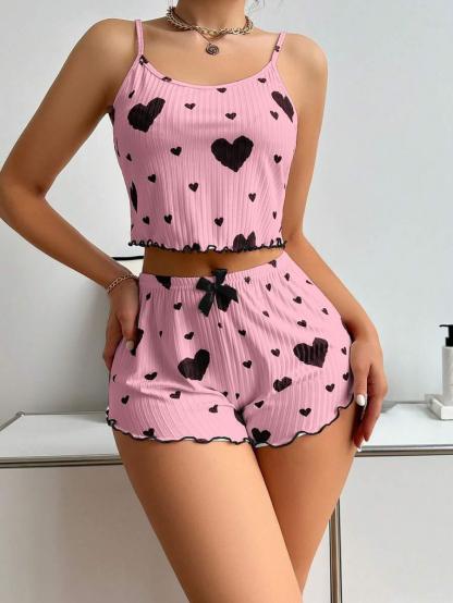 Printed Cami Shorts Set – Comfortable and Stylish Loungewear-Secret Slim Wear