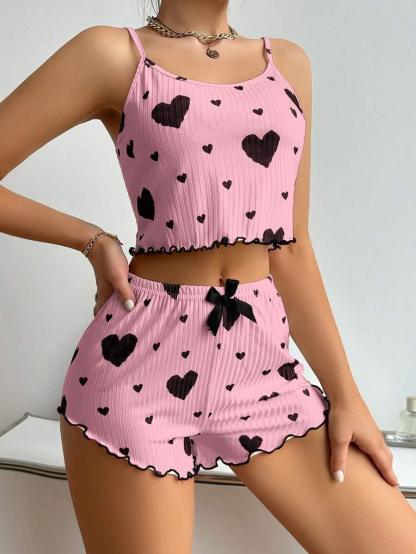 Printed Cami Shorts Set – Comfortable and Stylish Loungewear-Secret Slim Wear