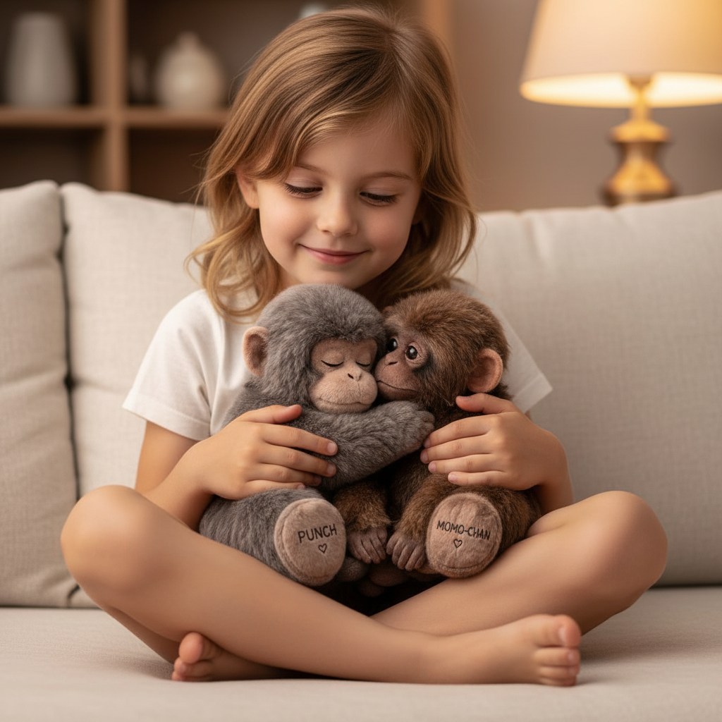 Punch Monkey And Momo Chan Couple Plush Toy