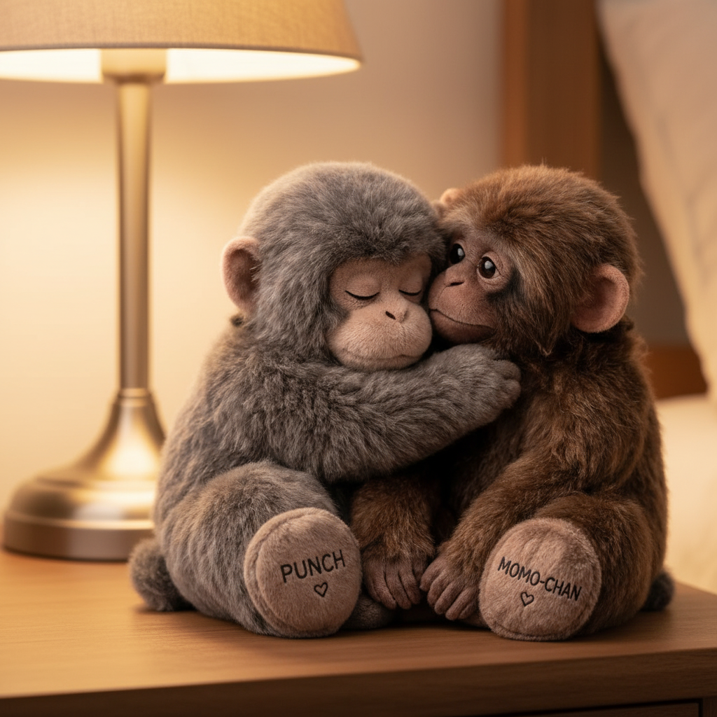 Punch Monkey And Momo Chan Couple Plush Toy