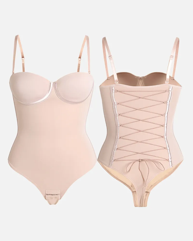 Back Lace-up Bodysuit Thong Seamless Shapewear