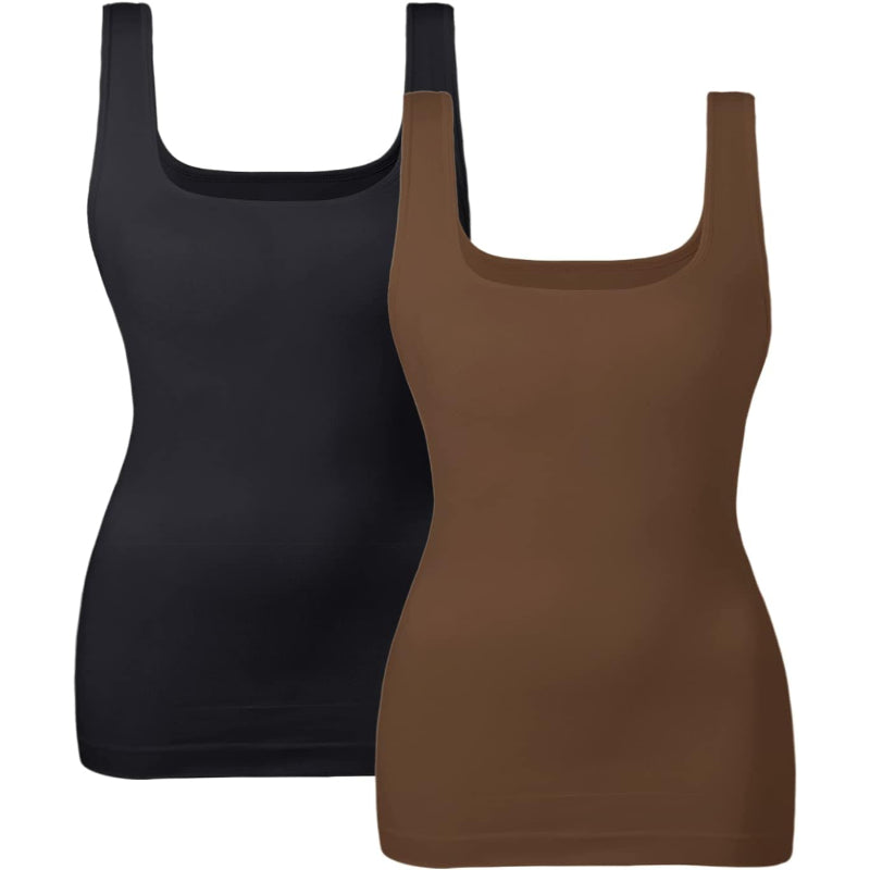 2 Pack Tummy Control Tank Top with Slimming Design-Secret Slim Wear
