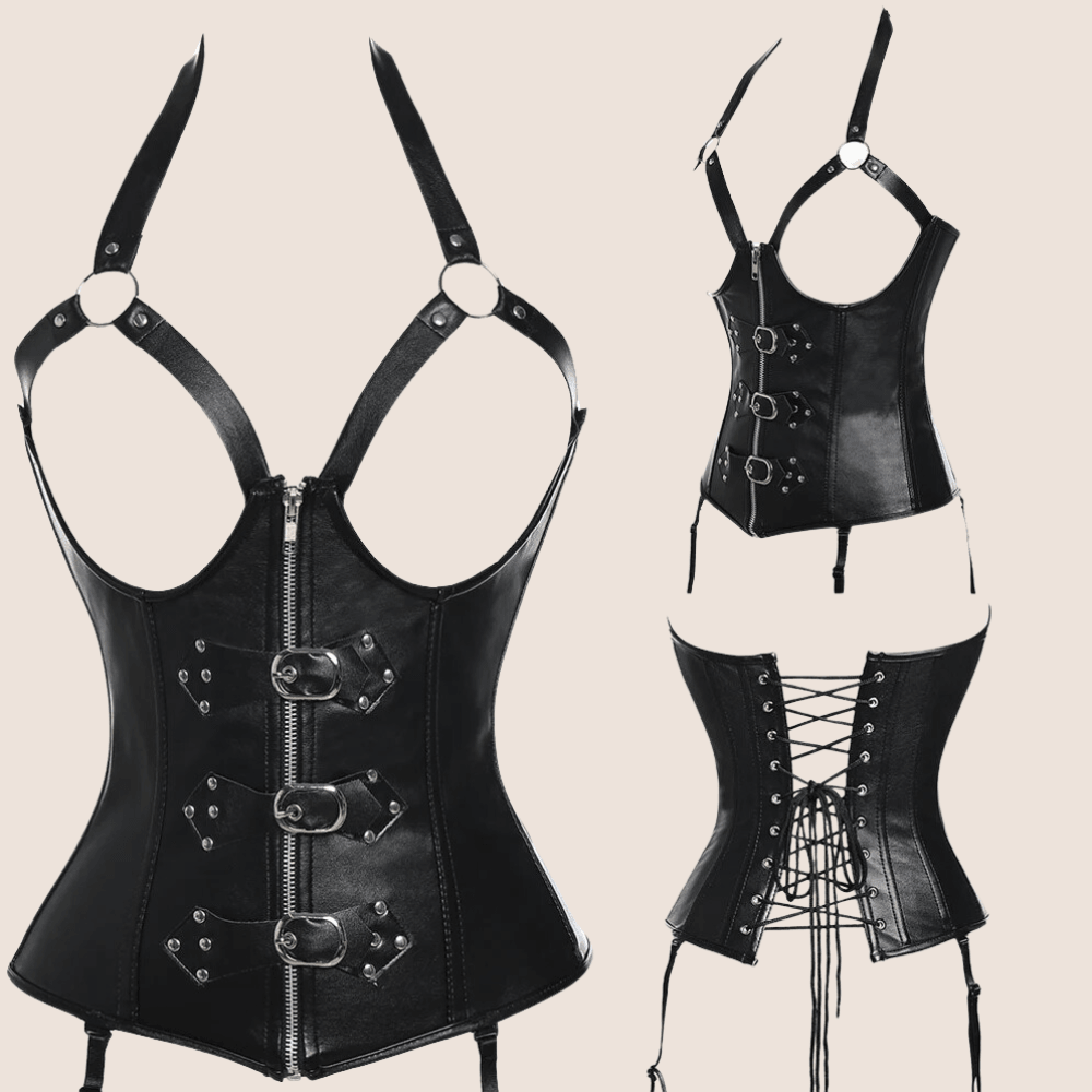 Steampunk Gothic Leather Corset – Vintage-Inspired Waist Shaper-Secret Slim Wear