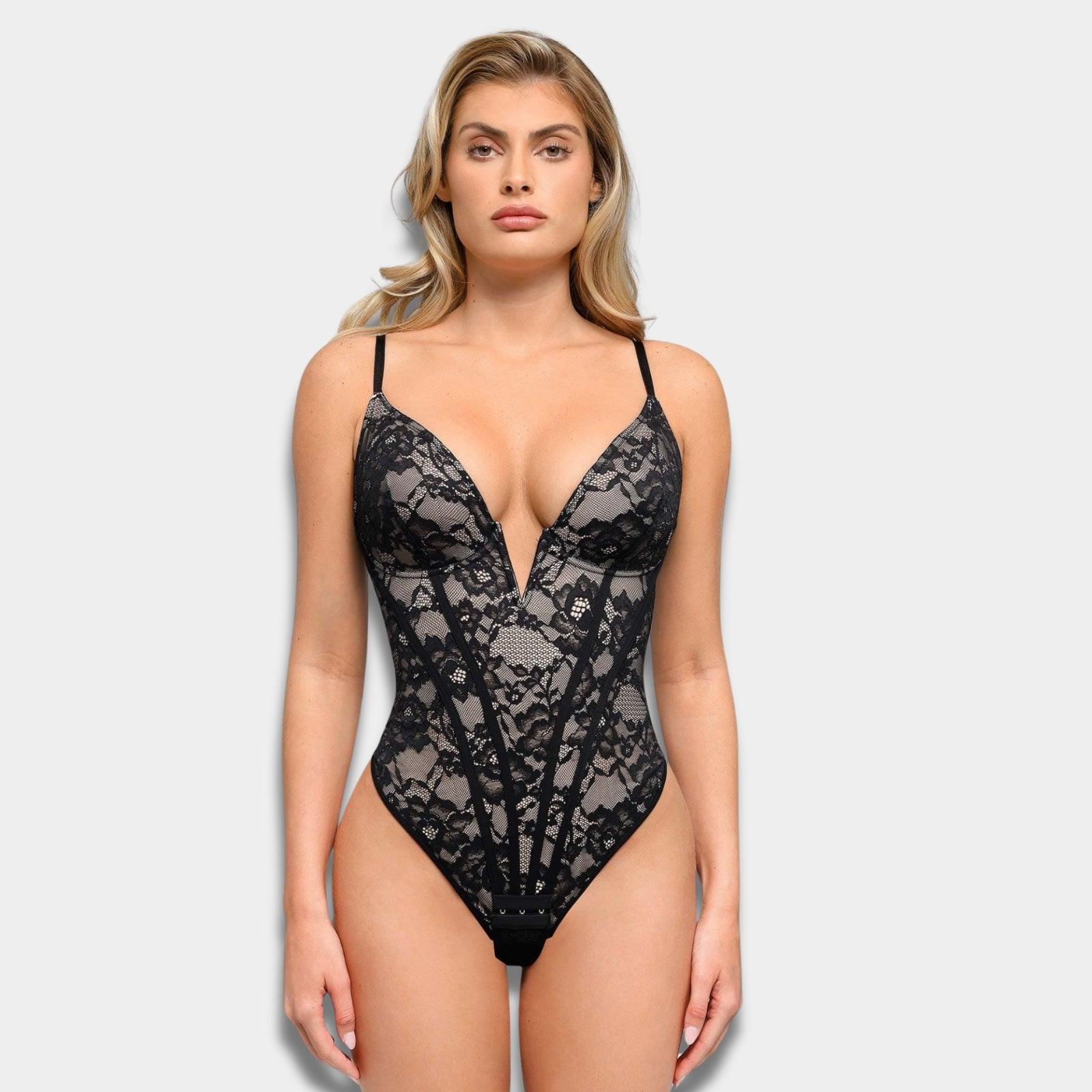 Shapewear Plunging Lace Corset – Sculpted and Supportive Shapewear-Secret Slim Wear
