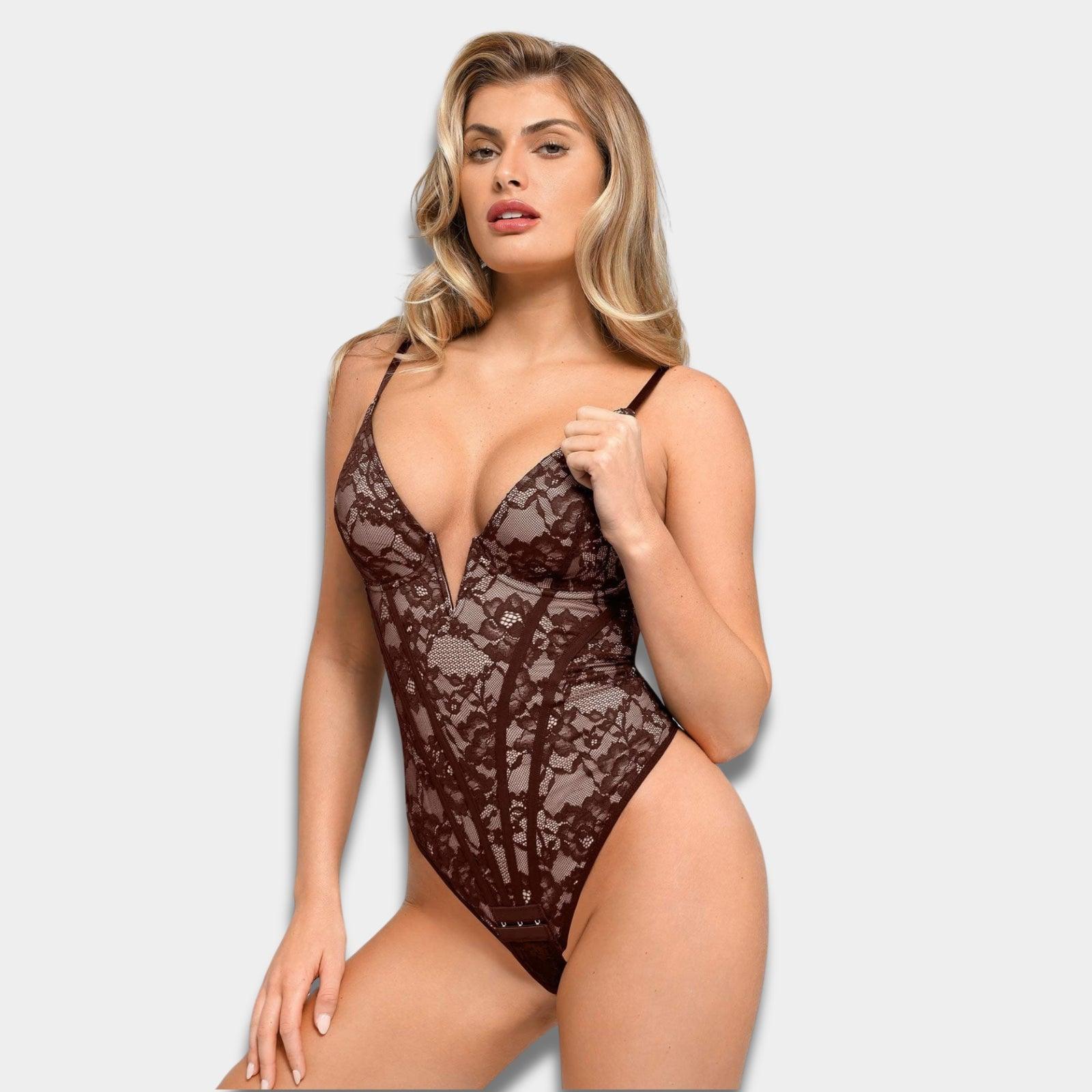 Shapewear Plunging Lace Corset – Sculpted and Supportive Shapewear-Secret Slim Wear