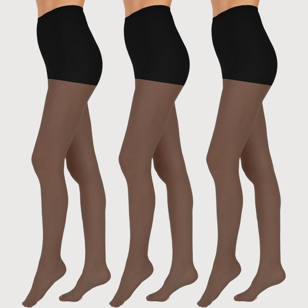 Sheer Toe Control Top Pantyhose for Women with Nylon Fabric Pack Of 3