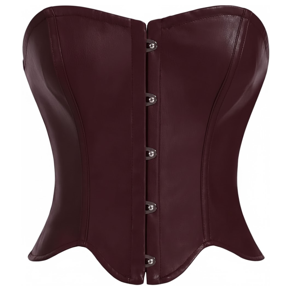 Leather Strapless Corset Top For Women