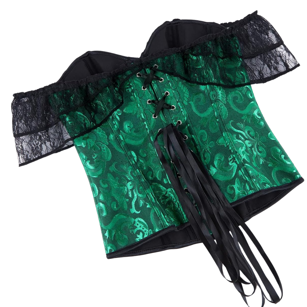 Lace Up Jacquard Underbust Corset for Women