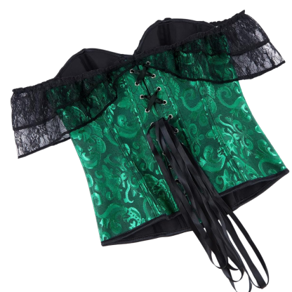 Lace Up Jacquard Underbust Corset for Women