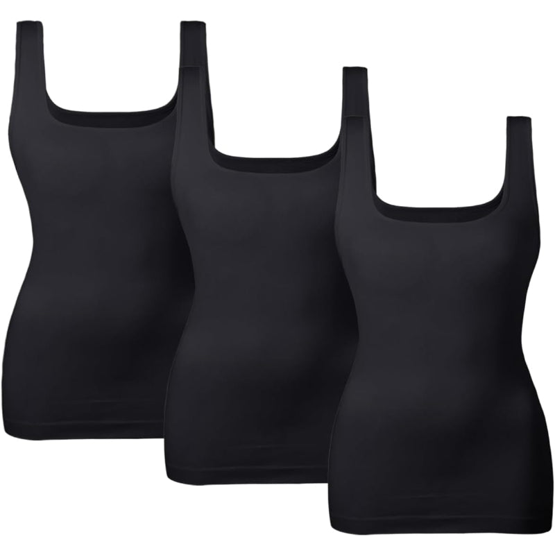 3 Pack Tummy Control Tank Top for Seamless Shaping and Support-Secret Slim Wear