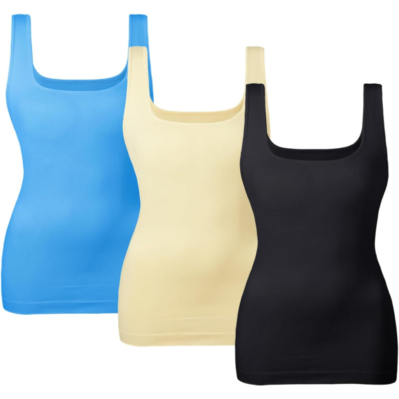 3 Pack Tummy Control Tank Top for Seamless Shaping and Support-Secret Slim Wear