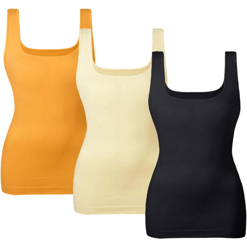 3 Pack Tummy Control Tank Top for Seamless Shaping and Support-Secret Slim Wear