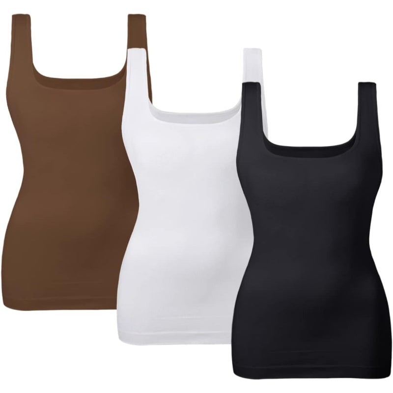 3 Pack Tummy Control Tank Top for Seamless Shaping and Support-Secret Slim Wear