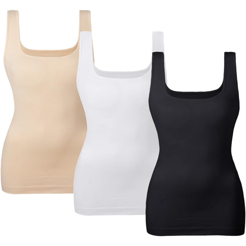 3 Pack Tummy Control Tank Top for Seamless Shaping and Support-Secret Slim Wear