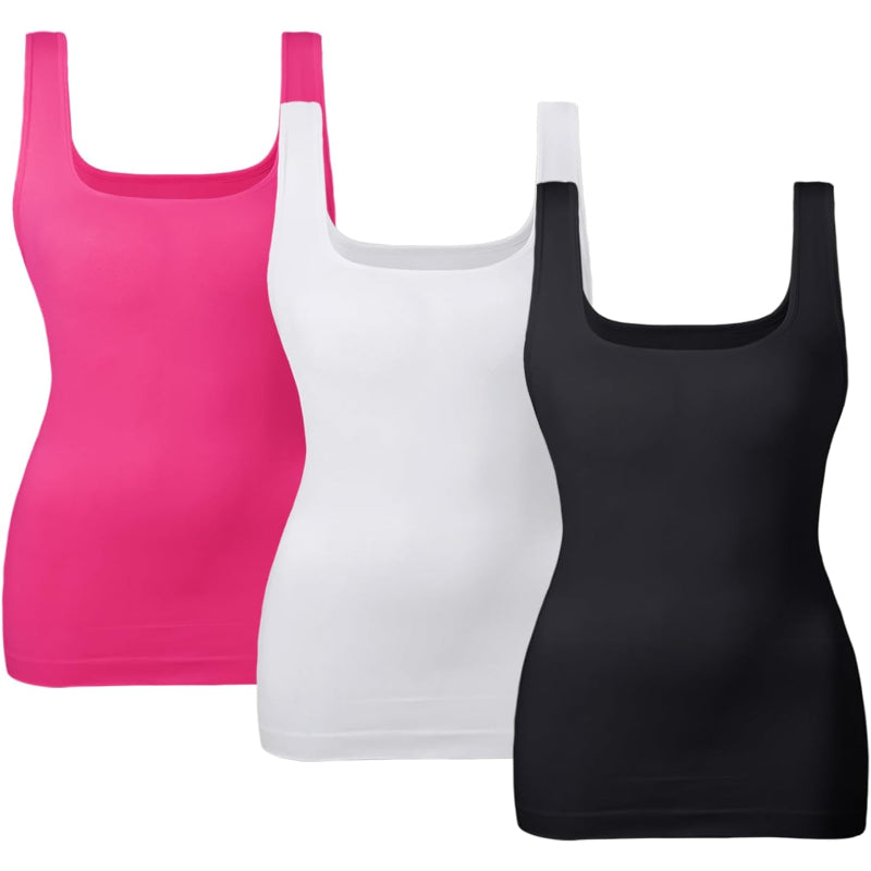 3 Pack Tummy Control Tank Top for Seamless Shaping and Support-Secret Slim Wear