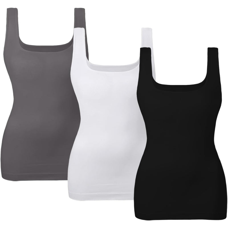 3 Pack Tummy Control Tank Top for Seamless Shaping and Support-Secret Slim Wear