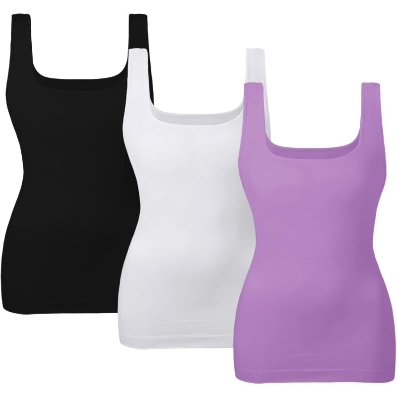3 Pack Tummy Control Tank Top for Seamless Shaping and Support-Secret Slim Wear