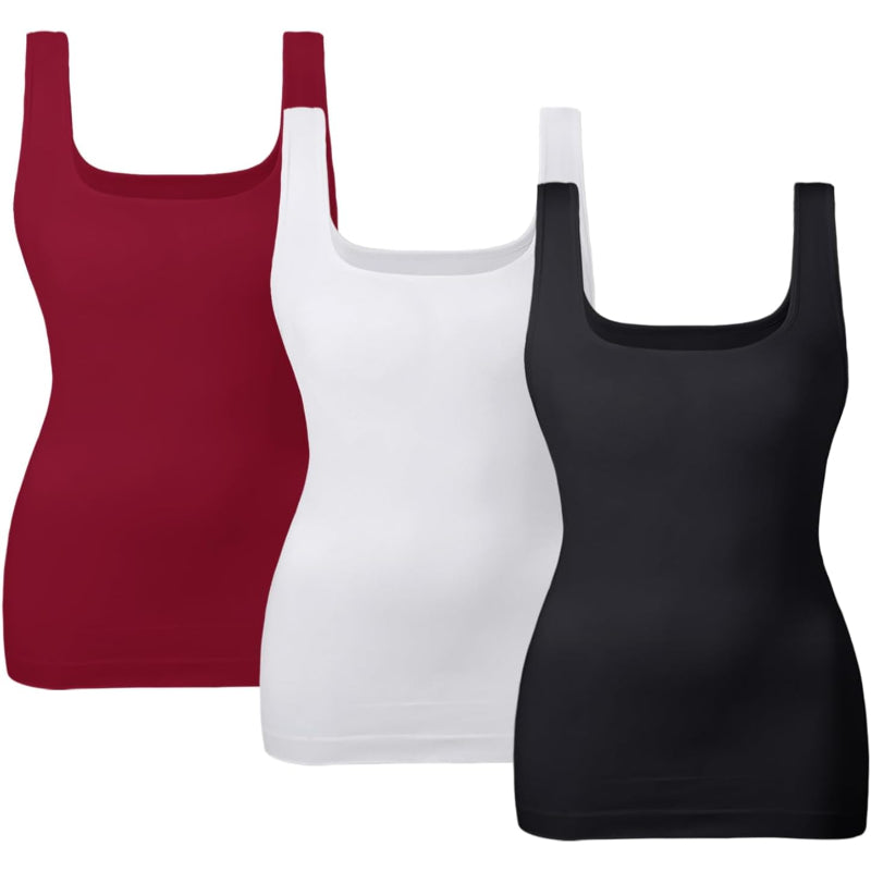 3 Pack Tummy Control Tank Top for Seamless Shaping and Support-Secret Slim Wear