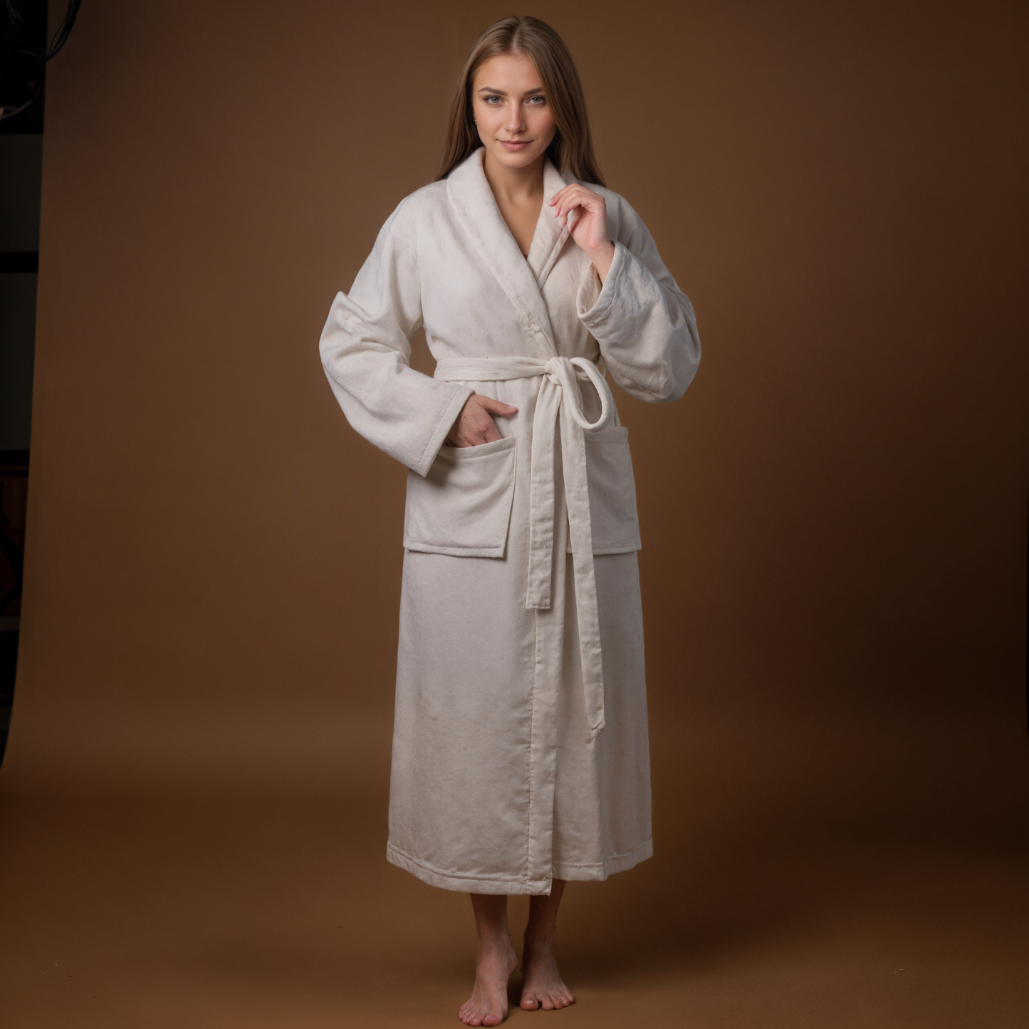 Solid Plush Wrap Robe Lounge Style