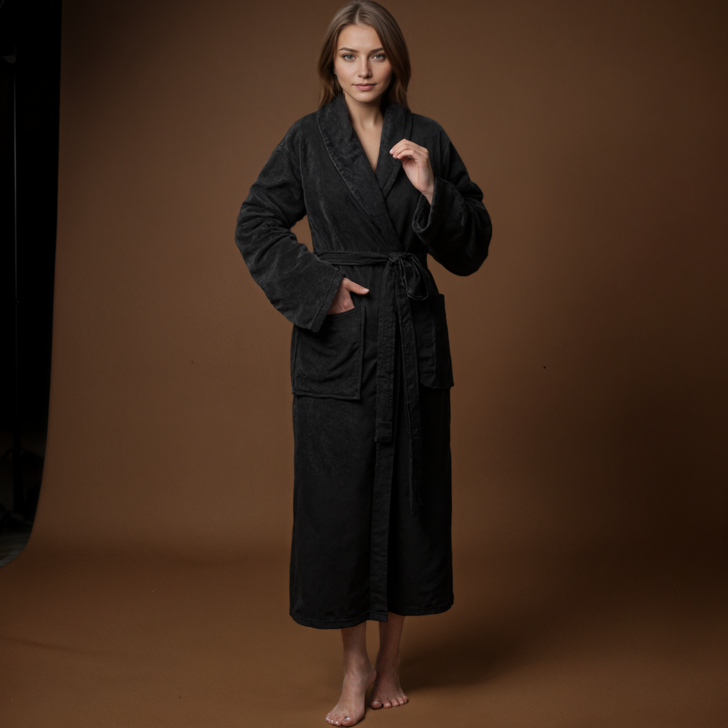 Solid Plush Wrap Robe Lounge Style