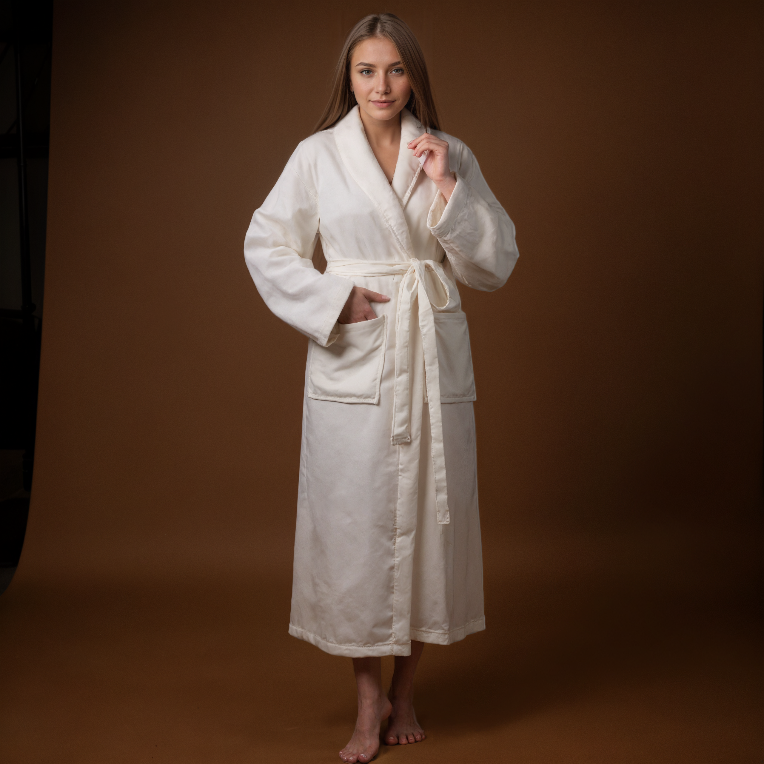 Solid Plush Wrap Robe Lounge Style